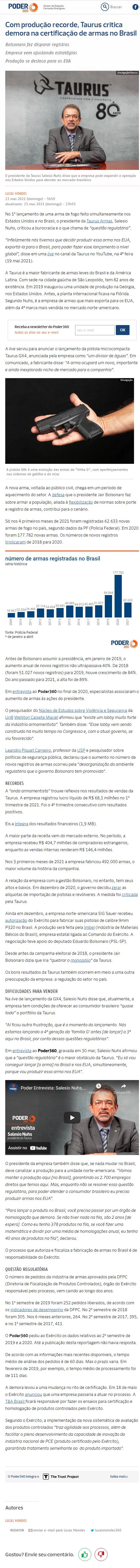 COM PRODUçãO RECORDE, TAURUS CRITICA DEMORA NA CERTIFICAçãO DE ARMAS NO BRASIL