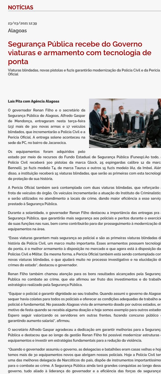SEGURANçA PúBLICA RECEBE DO GOVERNO VIATURAS E ARMAMENTO COM TECNOLOGIA DE PONTA