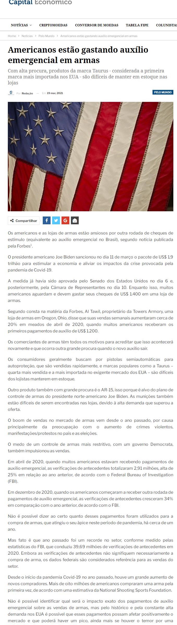 AMERICANOS ESTãO GASTANDO AUXíLIO EMERGENCIAL EM ARMAS 