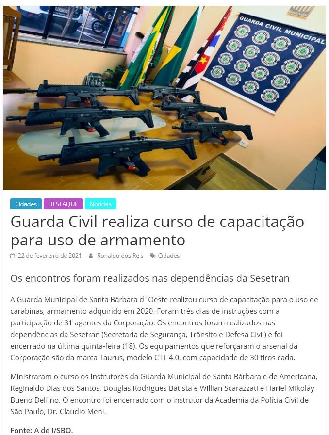 GUARDA CIVIL REALIZA CURSO DE CAPACITAçãO PARA USO DE ARMAMENTO