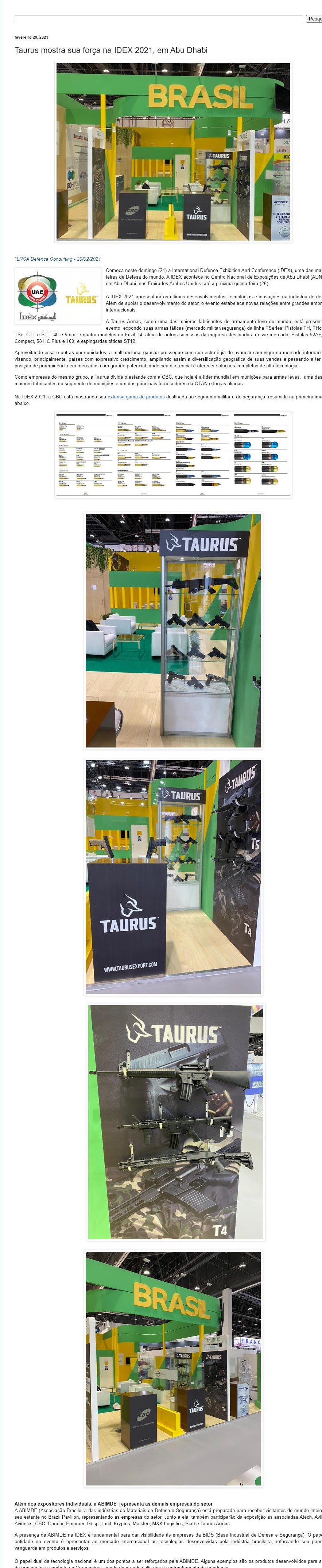 TAURUS MOSTRA SUA FORçA NA IDEX 2021, EM ABU DHABI