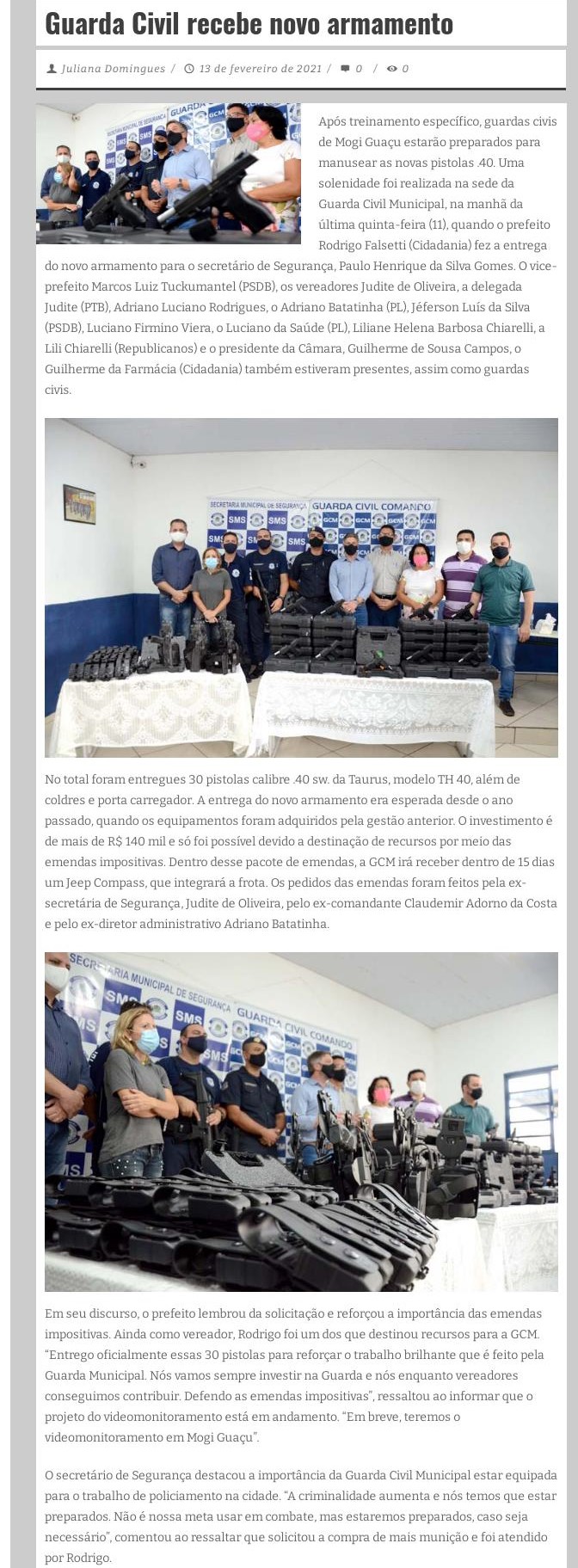 GUARDA CIVIL RECEBE NOVO ARMAMENTO