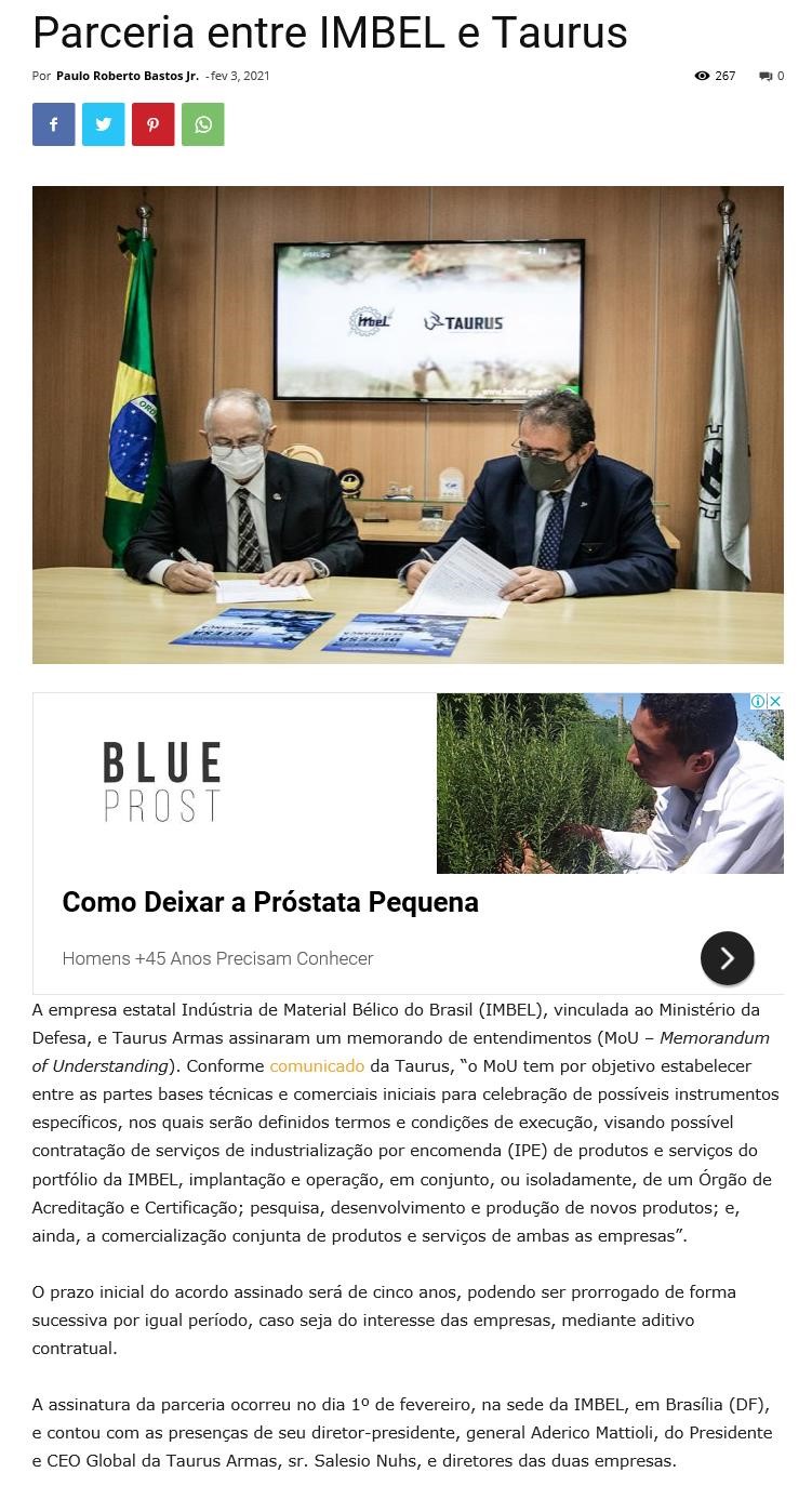 PARCERIA ENTRE IMBEL E TAURUS