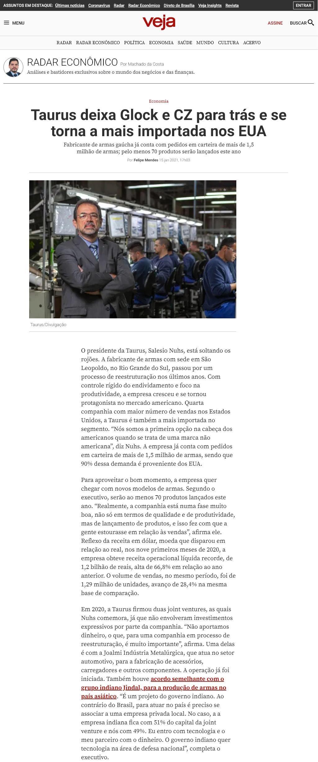 TAURUS DEIXA GLOCK E CZ PARA TRáS E SE TORNA A MAIS IMPORTADA NOS EUA