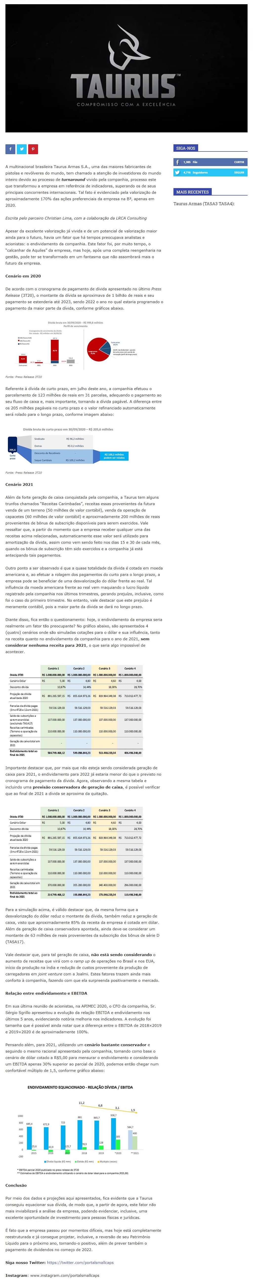 TAURUS ARMAS (TASA3 TASA4): FANTASMA DO ENDIVIDAMENTO Já NãO ASSOMBRA MAIS