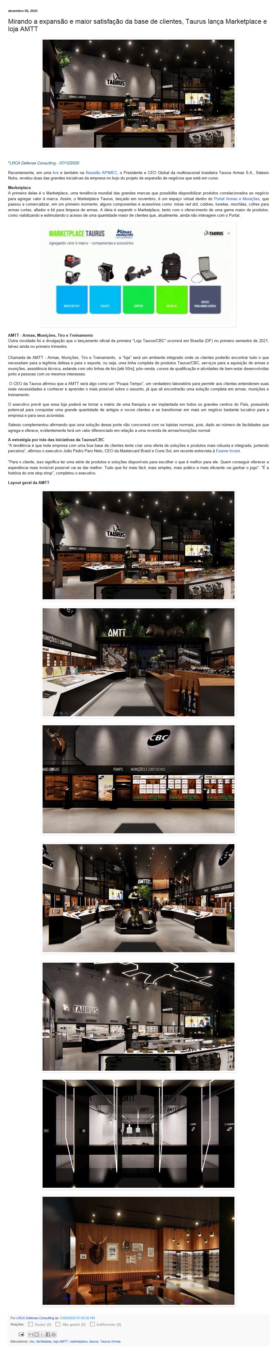 MIRANDO A EXPANSãO E MAIOR SATISFAçãO DA BASE DE CLIENTES, TAURUS LANçA MARKETPLACE E LOJA AMTT