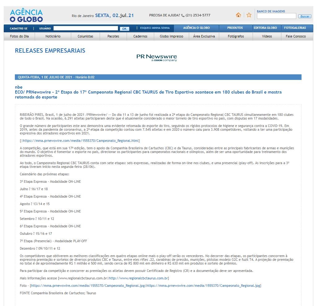 2ª ETAPA DO 17º CAMPEONATO REGIONAL CBC TAURUS DE TIRO ESPORTIVO 