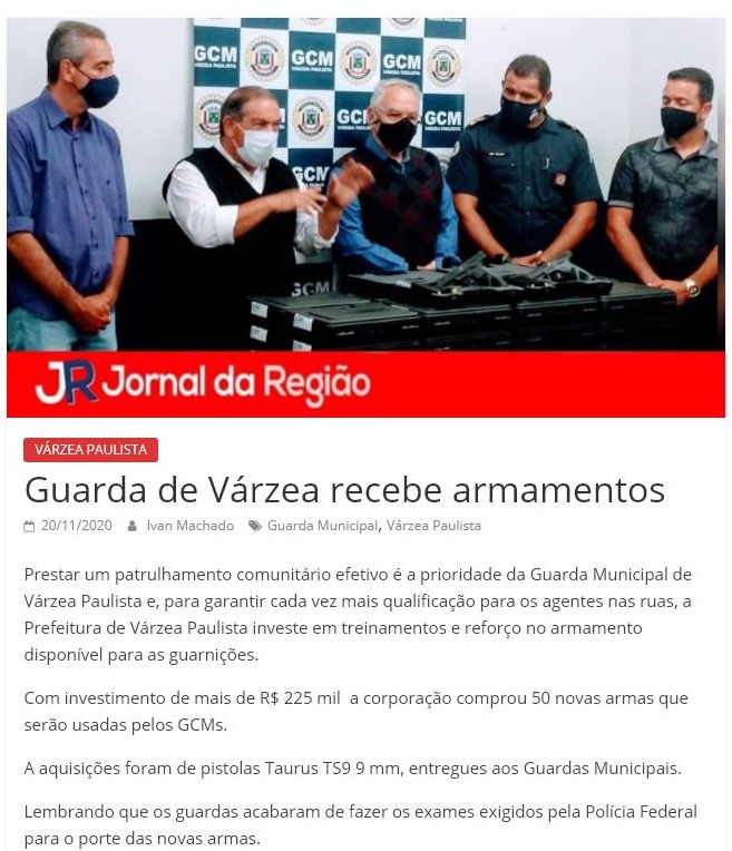 GUARDA DE VáRZEA RECEBE ARMAMENTOS