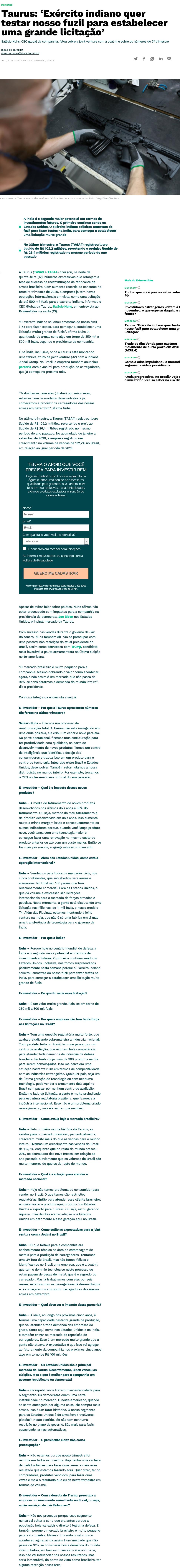 TAURUS: EXéRCITO INDIANO QUER TESTAR NOSSO FUZIL PARA ESTABELECER UMA GRANDE LICITAçãO