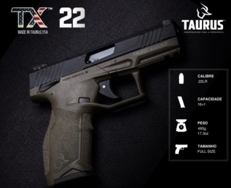 TAURUS BRASIL IMPORTA PISTOLA TX22 DA TAURUS USA