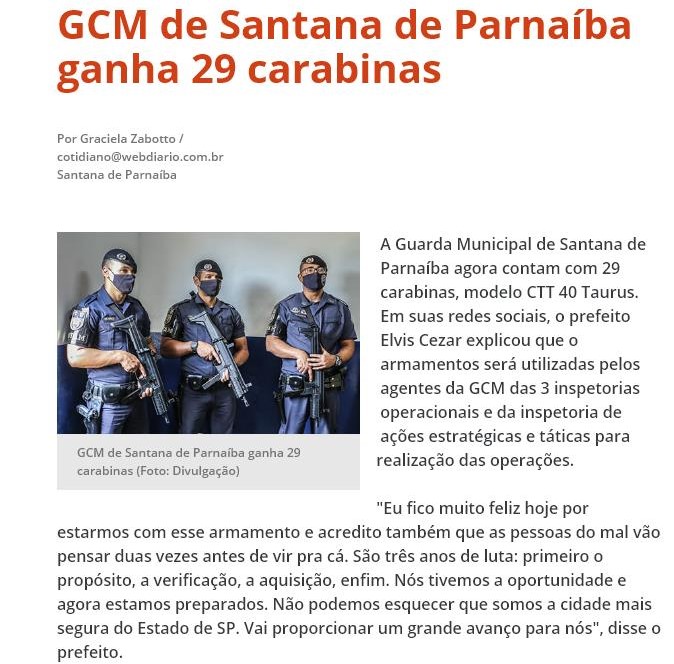 GCM DE SANTANA DE PARNAíBA GANHA 29 CARABINAS