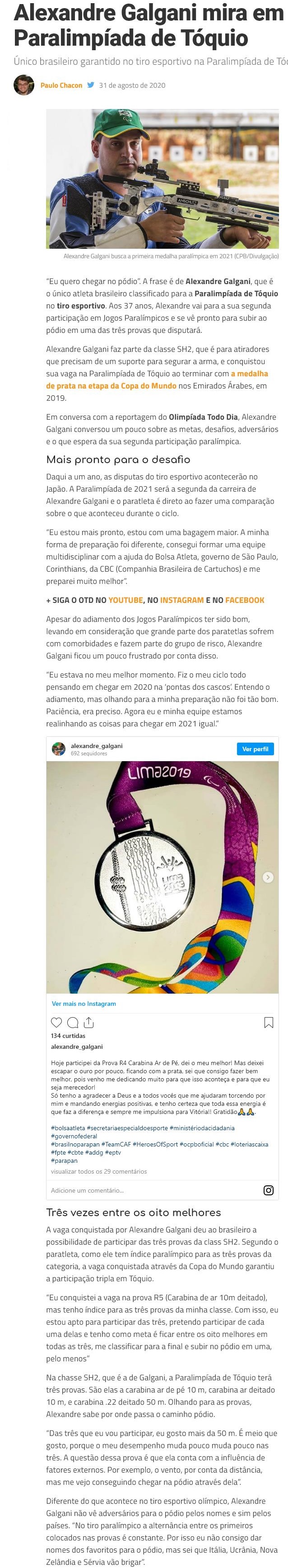 ALEXANDRE GALGANI MIRA EM PóDIO NA PARALIMPíADA DE TóQUIO