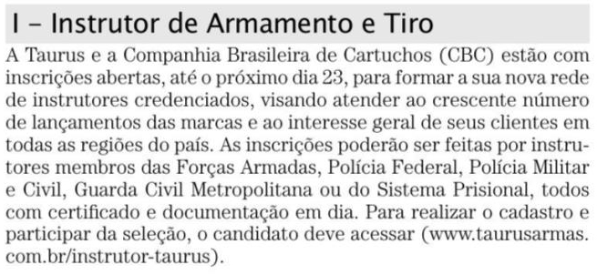 INSTRUTOR DE ARMAMENTO E TIRO