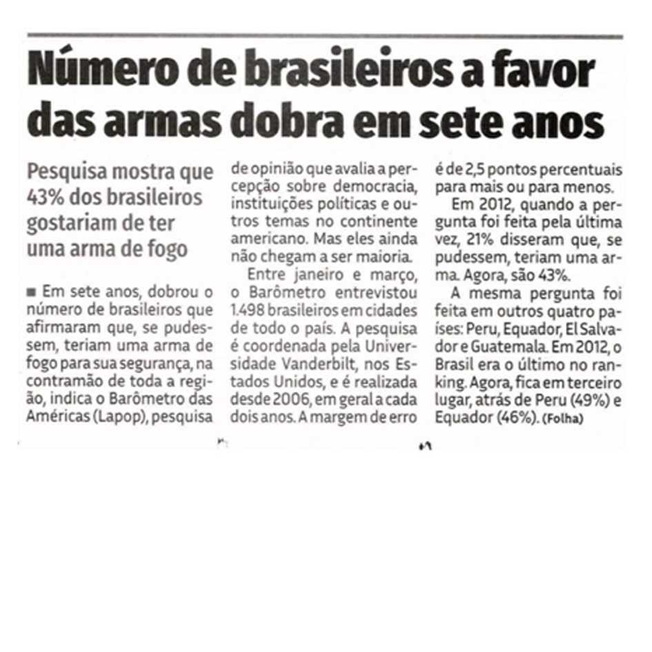 NÚMEROS DE BRASILEIROS A FAVOR DAS ARMAS DOBRA EM SETE ANOS