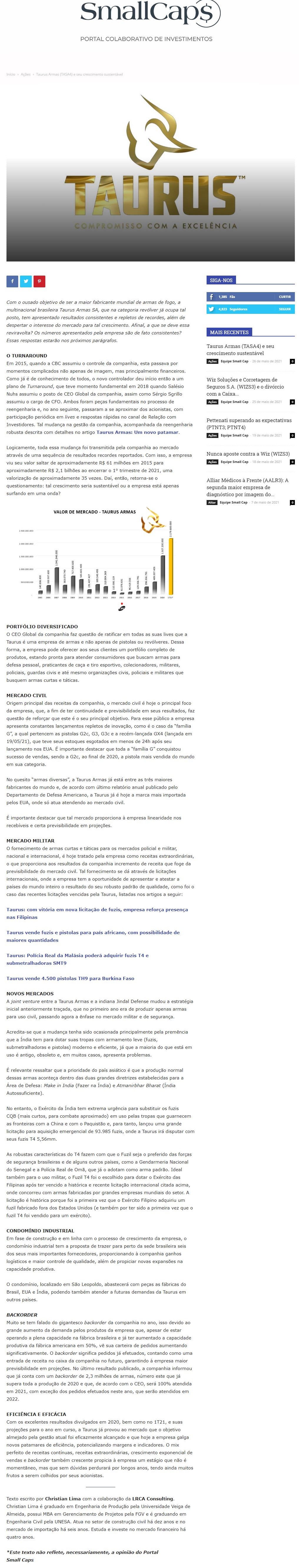 TAURUS ARMAS (TASA4) E SEU CRESCIMENTO SUSTENTáVEL